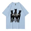 Calças haruku camiseta masculina 2022 verão cão carta impressa camiseta hip hop streetwear algodão solto top tees