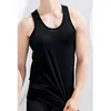 Regatas masculinas esportivas de verão Camisa fitness sem mangas para academia Colete de seda gelo Secagem rápida malha com orifício para roupas externas Fino respirável Casual