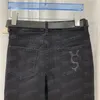 Women Letter Pants Trousers With Metal Letter Belt Fashion Slim Long Pant High Street Designer Trouser