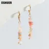 Stud Arrival Trendy Circle Natural Stone Hoop Earrings For Women Fashon Sweet Metal Jewelry Oorbellen Gift 230710