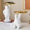 Decorative Objects Figurines Creative White Bear Statue Storage Tray Nordic Home Decor Living Room Table Decoration Snacks Crafts 230710