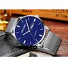 ساعات المعصم Belushi Men's Watches Quartz Ultra-STEAN MESH MESH TRAPS MEN