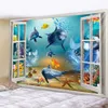 Tapisseries 3D monde sous-marin scène de dauphin décoration de la maison tapisserie décoration tenture murale feuilles