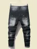 Herrjeans Herr Svart Skinny Denim Spot Man Ripped Stretch Fit Slimbyxor Långbyxor Streetwear Casual