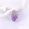 Charms Natural Crystal Irregar Ruwe Stenen Hangers Amethist Hanger Voor Ketting Sieraden Acc Drop Levering Bevindingen Componenten Dh7G1