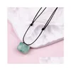 Pendant Necklaces Natural Stone Mini Bag Necklace Amethyst Rose Quartz Crystal Adjustable Men Women Jewelry Gift Drop Delivery Pendan Dhpck