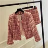 Women's Tracksuits Shorts Suit Vintage Autumn Tweed 2 Piece Set Women Slim Plaid Short Fashion Burrs Jacket Coat Tassels