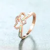 Anéis de casamento vintage feminino branco opala pedra anel clássico cor de ouro rosa para mulheres charme cristal amor coração noivado