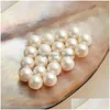 Perla 50 pezzi all'ingrosso 9-9,5 mm perle d'acqua dolce bianche rotonde perline sciolte coltivate mezzo forato o non forato gioielli con consegna a goccia Dhh1B