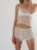 Survêtements pour femmes CHRONSTYLE Mesh Sheer See Through 2 Pièces Shorts Ensembles Femmes Sans Manches Strap Camis Crop Tops Taille Basse Pantalon Streetwear