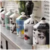 Kandelaars Stijl Dame Gezicht Vintage Fles Decoratieve Keramische Porseleinen Pot Potten Met Deksel Containerkaars Drop Levering Thuis Garde Dhwv6