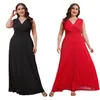 Jurken 2023 Zomer dames mouwloze lange grote jurk voor feest diepe v-hals rood zwart elegante dames avondjurken plus maat xl tot 5xl