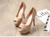섹시한 14cm 발 뒤꿈치 플랫폼 펌프 여성 플록 하이힐 웨딩 신발 여성 Peep The Thin High Heels Ladies Shoes Pumps Stiletto L230704