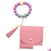 Key Rings Ups New Bead Bracelet Party Favor Solid Color Card Bag Chain Wallet Leather Tassel Mti Slot Change Er Dhs Delivery Drop Jew Dhun8