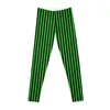Aktywne spodnie pionowe paski zielone czarne i żółte legginsy fitness Sport