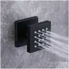 Bathroom Shower Heads Black Solid Brass Square Chrome Plate Body Spray Jets Head Wall Sprayer Water Saving Mas Spa Jet H1209 Drop De Dhfbb