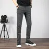 Men's Pants 2023 Men Casual Elastic Long Trousers Male Cotton Stripes Straight Gray Work Pant Autumn Winter Large Size 28-38