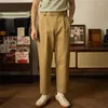 Men's Pants Red Ankle Length Double Pleated Retro Men Cropped Trousers Gurkha