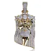 Hanger Kettingen Nieuwe Koper Goud Kleur Plated Iced Out Jezus Gezicht Hanger Ketting Micro Pave CZ Stone Hip Hop bling Sieraden x0711