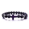 Charm Bracelets Natural Black Lava Stone Turquesa Cruz Pulsera Volcán Aromaterapia Aceite Esencial Difusor Para Mujeres Hombres Joyería Dhmgd