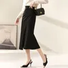 Skirts Sentubila Ruched Slit Sheath For Women 2023 Spring Elegant Office Ladies Work Casual Solid A Line Split Midi Wrap Skirt