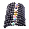 Bracelets porte-bonheur Pierre de lave noire naturelle Bracelet croix turquoise Vaolcano Aromathérapie Diffuseur d'huiles essentielles pour les femmes Yoga Drop D Dh5Fc