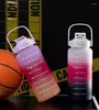 Bottiglie d'acqua 3PCS bottiglia a tenuta stagna motivazionale 2L con Times Women Fitness Office Gym