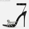 Dress Shoes Liyke 2023 New Arrival Silver Crystal Narrow Band Women's Sandals Summer Party Wedding Ball Shoes Platform Open Toe High Heels Z230711