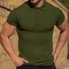 Men's Polos Men's summer sports fitness leisure elastic vertical short sleeve polo shirt men 230710