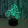 Lampki nocne 3D Lampa LED Light Motocyklista Figurka 7 kolorów TouchTable Dekoracja Optical Illusion