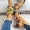 Sandały kwadratowe obcasy letnie Peep Toe damskie wielokolorowe buty na koturnie Sandalias de Verano Para Mujer 230711