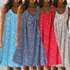 Vestidos casuais femininos estampados sem mangas soltos plus size praia vestido de verão senhoras ocasião formal noite vintage