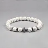 Brin Charme Hématite Croix Nature Onyx Pierre 8 MM Perles Bracelets Bracelets Femmes Hommes Méditation Prière Bracelet Bijoux Pulseras