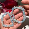 pulseras de chip de cristal para nias pulsera elstica de piedra de energa curativa para mujeres piedra de cristal de aguamarina azul