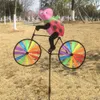 Coelho Abelha Tigre na Bicicleta Faça Você Mesmo Moinho de Vento Bicicleta Animal Girador de Vento Whirligig Jardim Gramado Gadgets Decorativos Crianças Brinquedos Ao Ar Livre L230620