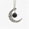 Pendant Necklaces Fashion 14Mm Lava Stone Moon Necklace Volcanic Rock Aromatherapy Essential Oil Diffuser For Women Jewelry Drop Del Dhcu8