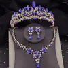 Halskette Ohrringe Set wunderschöne rote Kristall Luxus Braut für Frauen Krone Tiaras Braut Sets Prom Hochzeit