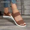 Sandali Comemore Ladies Outdoor Beach Elastic Band Designer Shoes Sandalo Women Summer Women's Wedge Heel Platform Cosy