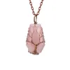 Pendentif Colliers Fil Enroulé Cercueil Fortune Arbre De Vie Collier Pierre Naturelle Quartz Rose Cristal De Guérison Oeil De Tigre Améthyste Wom Dhnkw