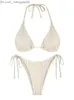 Costumi da bagno da donna ZAFUL Costumi da bagno a triangolo senza schienale da donna Cinturino Top Perizoma Bikini Completo con laccetti laterali Accappatoio Solido Costumi da bagno Z230712