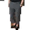 Męskie spodnie 2021 Summer Casual Pants Męskie Slim Fit Ubranie biznesowe Koronę Haftowe Biuro Społeczne Ubranie uliczne Kokkie spodnie Grey Z230713