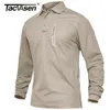 Pikétröjor för män TACVASEN Tactical Work Shirt med blixtlåsficka Långärmade Premium pikétröjor för män Casual Golf Sport Army Militär T-shirts Toppar 230711
