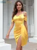 Urban Sexy Dresses HAOYUAN Sexy Satin Bodycon Dresses for Women 2022 Summer Clothes Diamond Slip Party Night Going Out Club Outfits Birthday Dress L230711