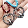 Pendant Necklaces Fashion Vintage Charming Deer Necklace Heart Cutout Pednant For Women Lots Colors Rope Short Choker Costume Jewelry