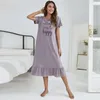 Vrouwen Nachtkleding Nachtjapon Korte Mouw Pyjama Lingerie Brief Afdrukken Nachtkleding Pyjama Vrouwelijke Ronde Hals Thuis Kleden Zomer Jurk Pjs