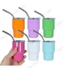 3oz Sublimation Shot Glass Cup 90ML Wine Tumbler Double Wall Stainless Steel Shot Glass Non Vacuum With Lid And Straw for DIY white