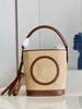 10A speglad kvalitet SAINT JACQUES Designer dam raffia strandväska äkta kalvläder BUCKET shopping Handväska clutch crossbody handväska axelväska