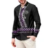 Camisas casuais masculinas estilo havaiano camiseta com estampa de tatuagem polinésia camisa manga longa vestido samoano casamento tamanho 6xl