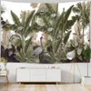 Tapeçarias decoração de casa natural floresta tropical tapeçaria planta tropical folha impressão tapeçaria parede pendurado fundo 230x180 cm