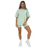 Women's Tracksuits 2023 Summer Solid Short Sleeve Round Neck Pullover Top Urban Casual Shorts Fashion Set Women